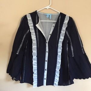 NWOT Draper James eyelet blouse with bell sleeves